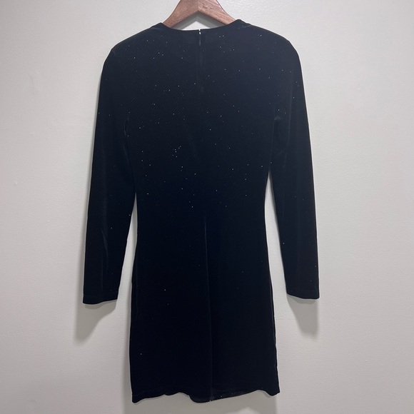 & Other Stories NWT Glitter Velour Shoulder Pad Long Sleeve Mini Dress Black, 4 - Picture 9 of 16